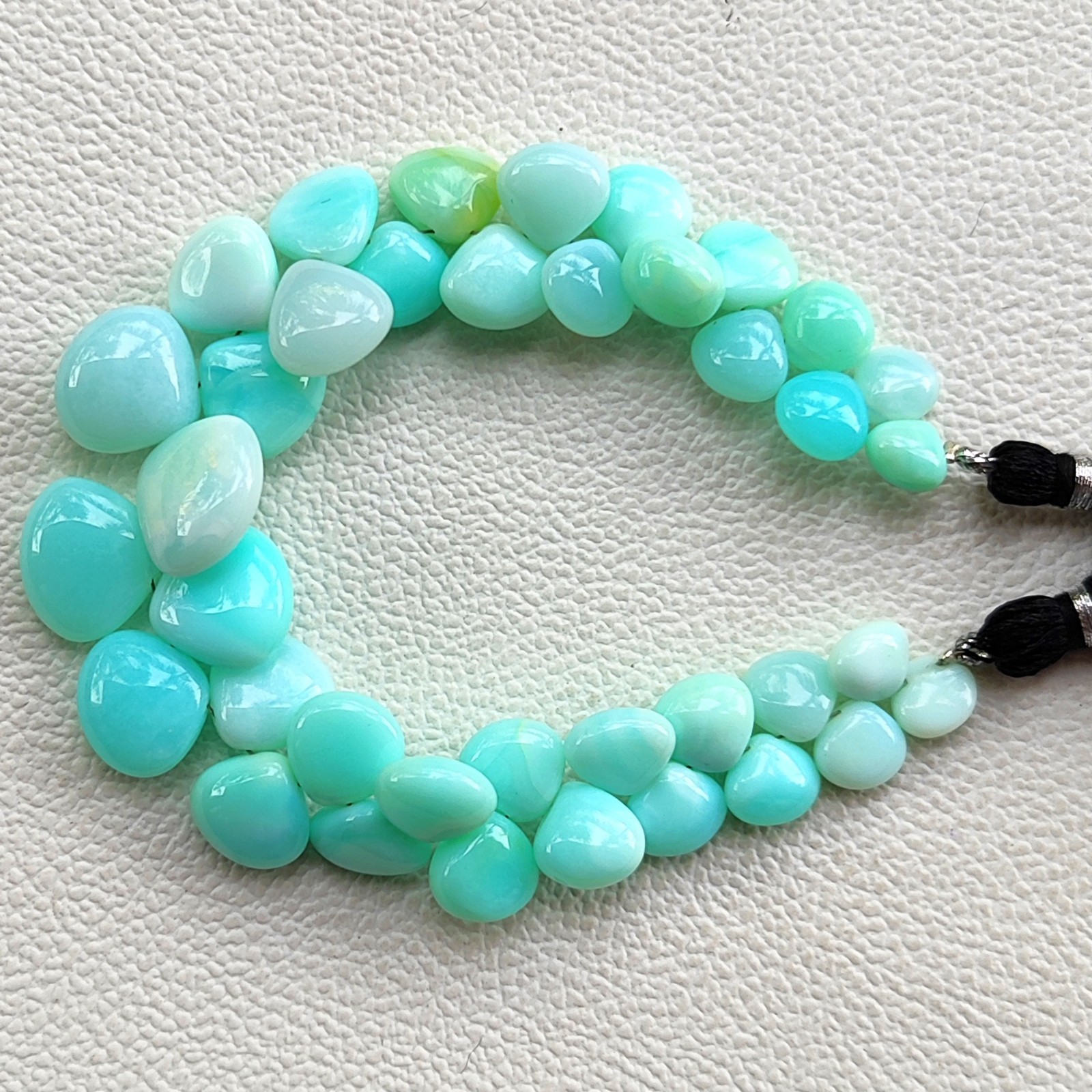 Peruvian Blue Opal Smooth Heart Beads 7-13mm Gemstone Beads 7″ Strand