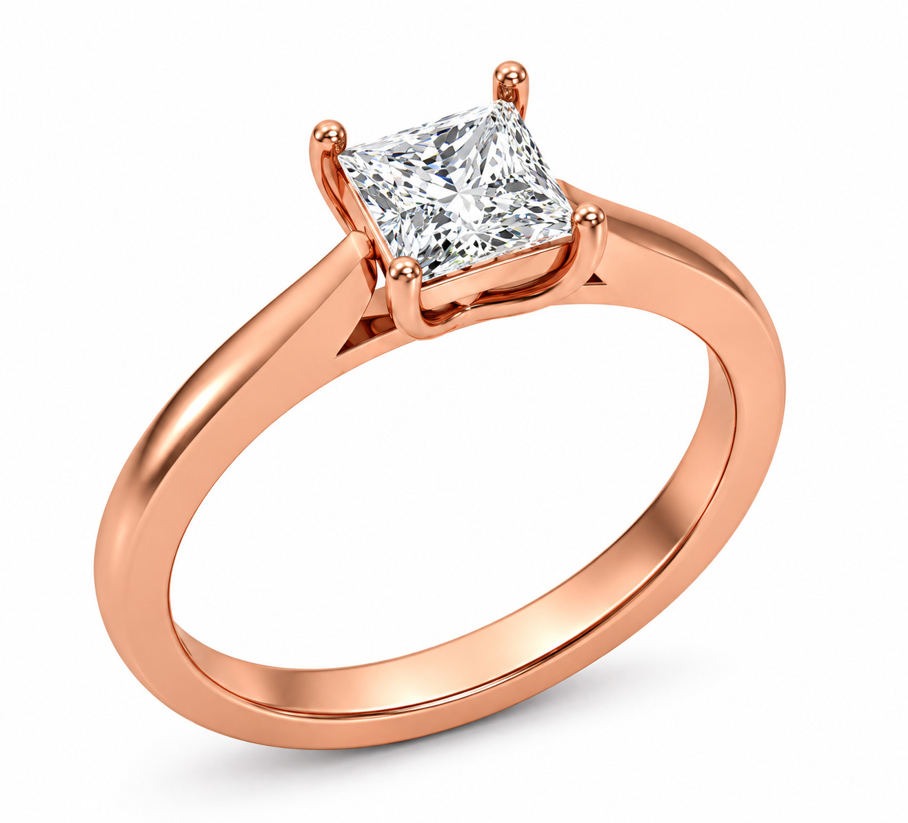 1.00 Ct Princess Cut Moissanite Solitaire Engagement Ring in 10K Gold for Women