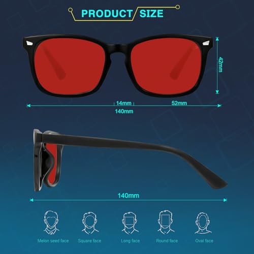 Red Lens Glasses Blue Light Glasses Men Women – 99.9% Blue Green 1 (10) Red