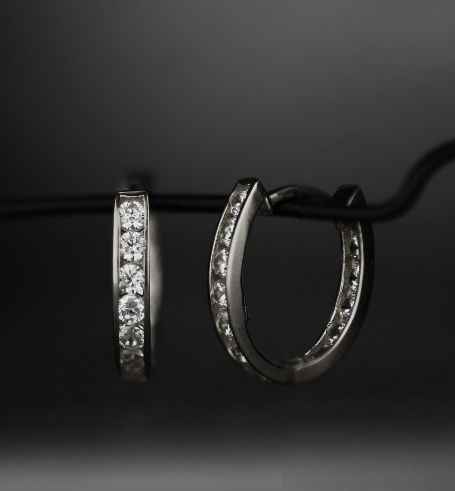 14k Yellow and White Gold Double Sided Huggie Oval Earrings