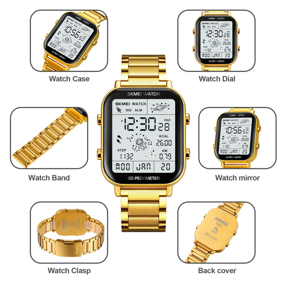 SKMEI Sport Watch Men Astronaut Dial Digital Wristwatch Male Steel LED Watches