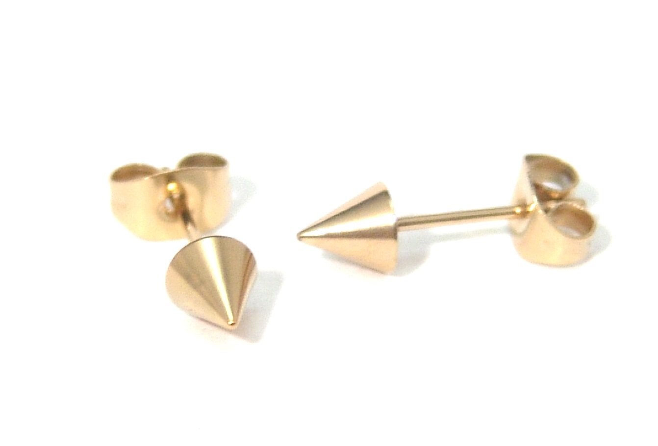 Spike Earrings Select PVD Gold Silver or Black Hypoallergenic Surgical Steel