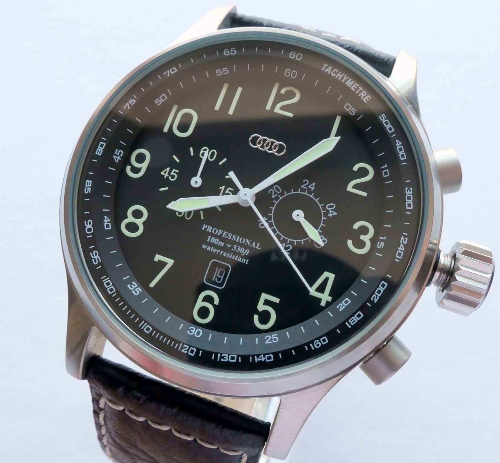 Audi Quattro Motorsport Racing Car Accessory Driver Sport Chronograph Watch