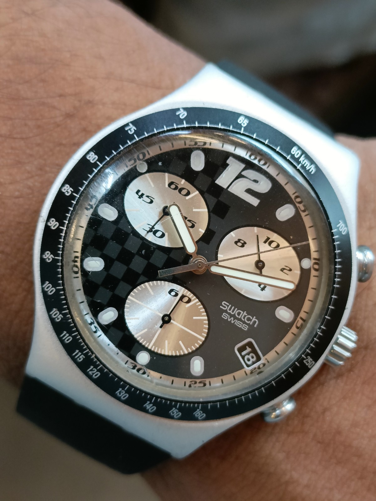 SWATCH IRONY CHRONO QUARTZ ALUMINIUM CASE AG-1999 SWISS MEN’S WORKING CONDITION