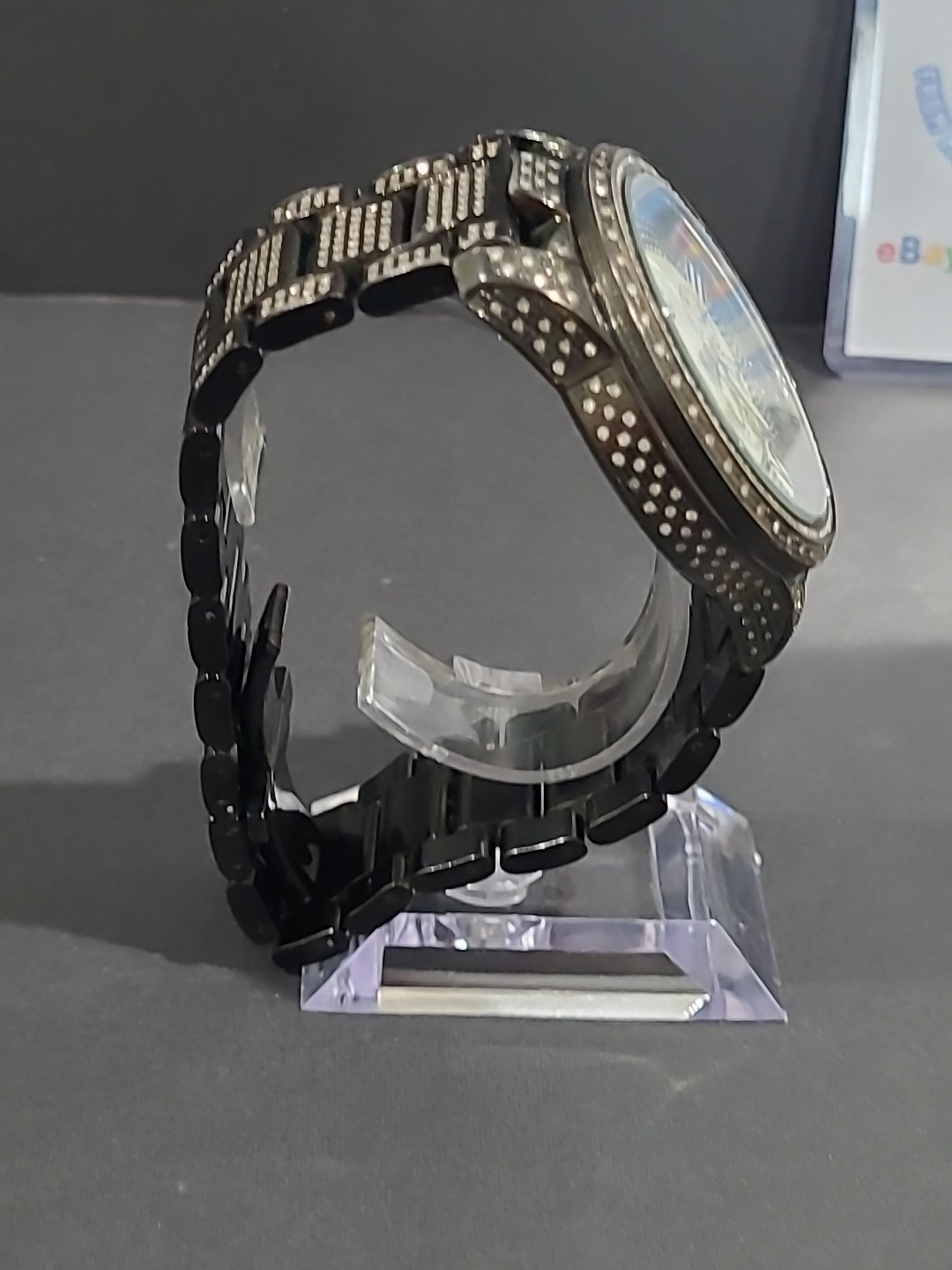 Techno Com by KC Diamond Chronograph series. 47mm iced-out pave checkerboard