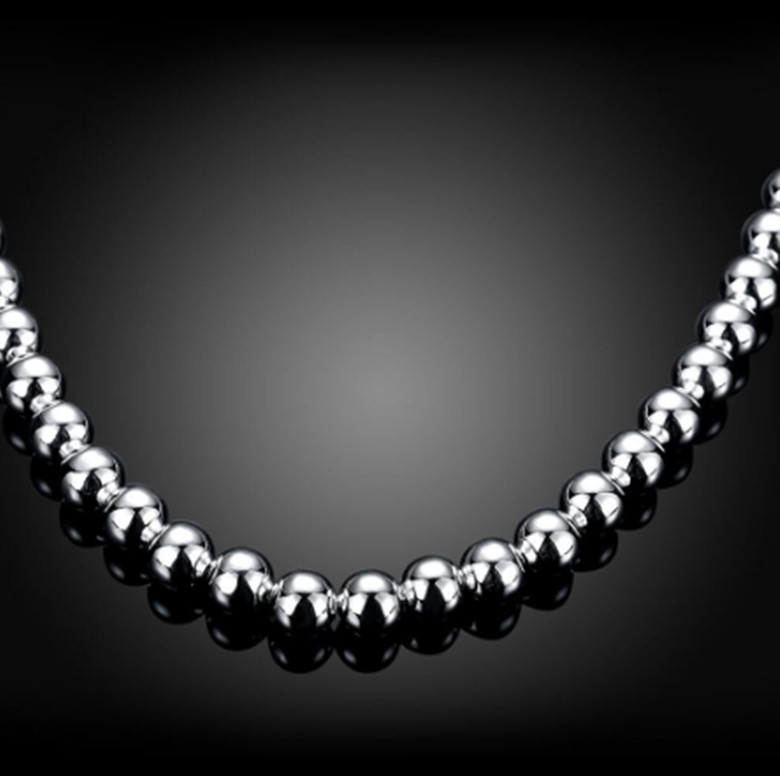 Mens Womens 925 Sterling Silver 6mm Hollow Balls Beads 20″ Chain Necklace #N262