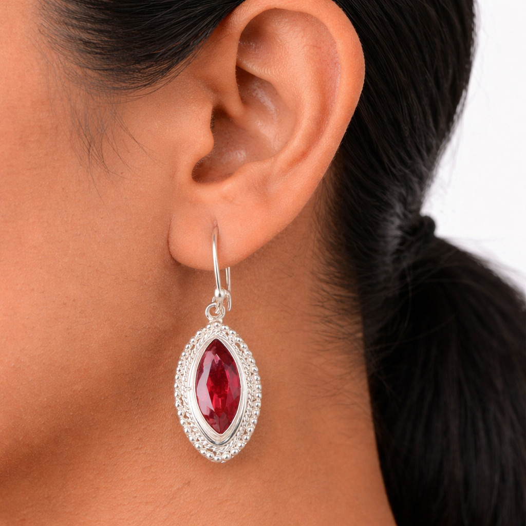 Pink Tourmaline Gemstone 925 Silver Jewelry Handmade Earrings 1.75″ Gift For Her