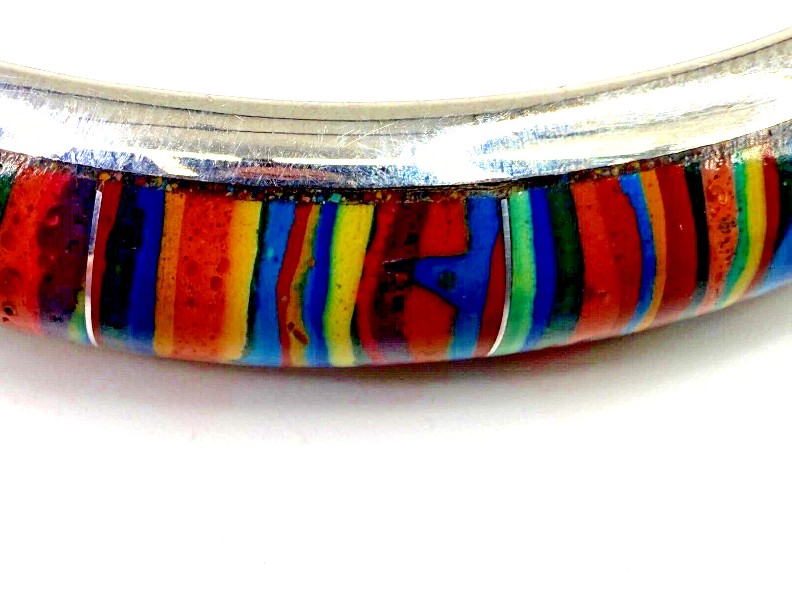 Mine Finds by Jay King Sterling Silver Rainbow Calsilica Bangle Bracelet