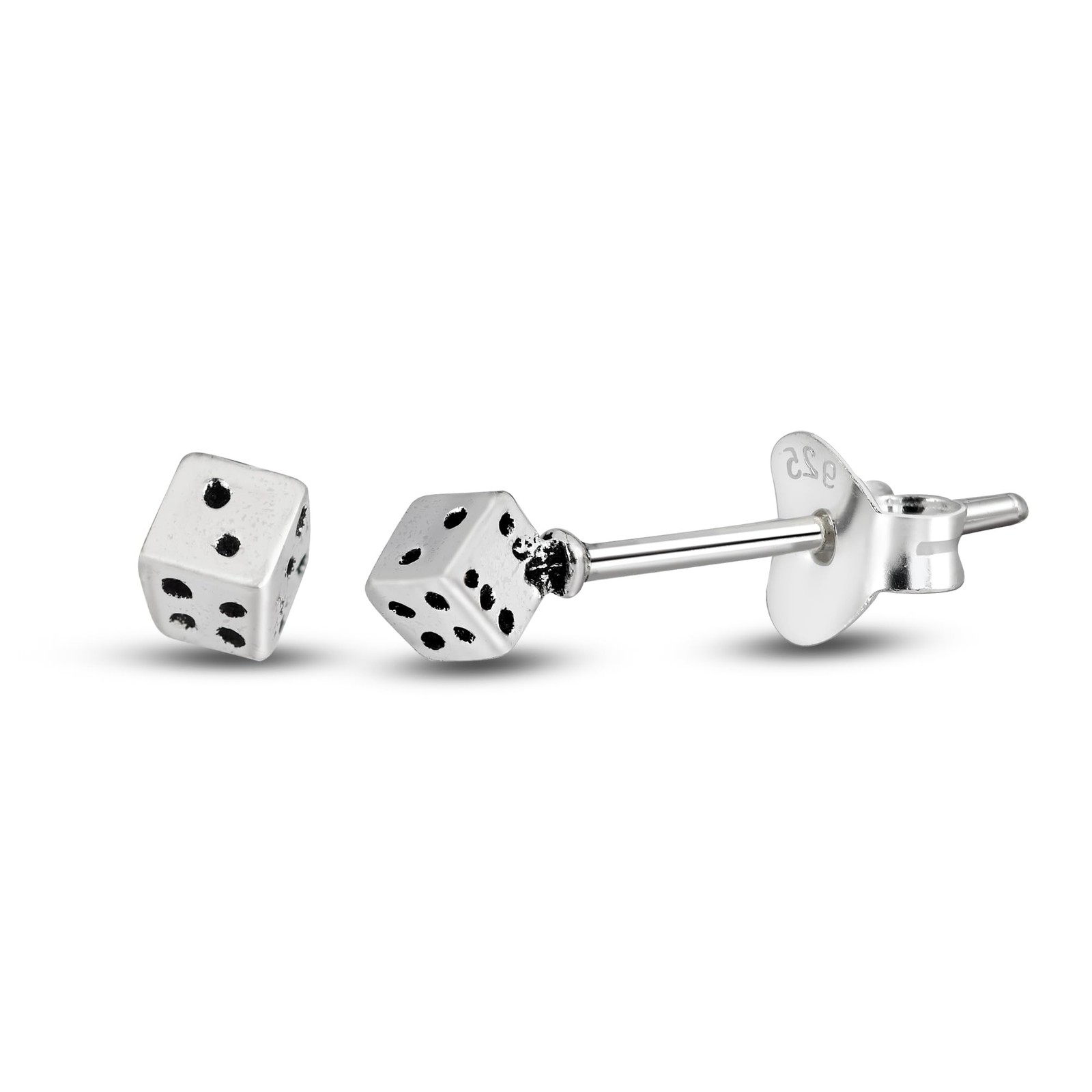 AeraVida 925 Sterling Silver Lucky 3×3 mm Dice Stud Earrings | Small,