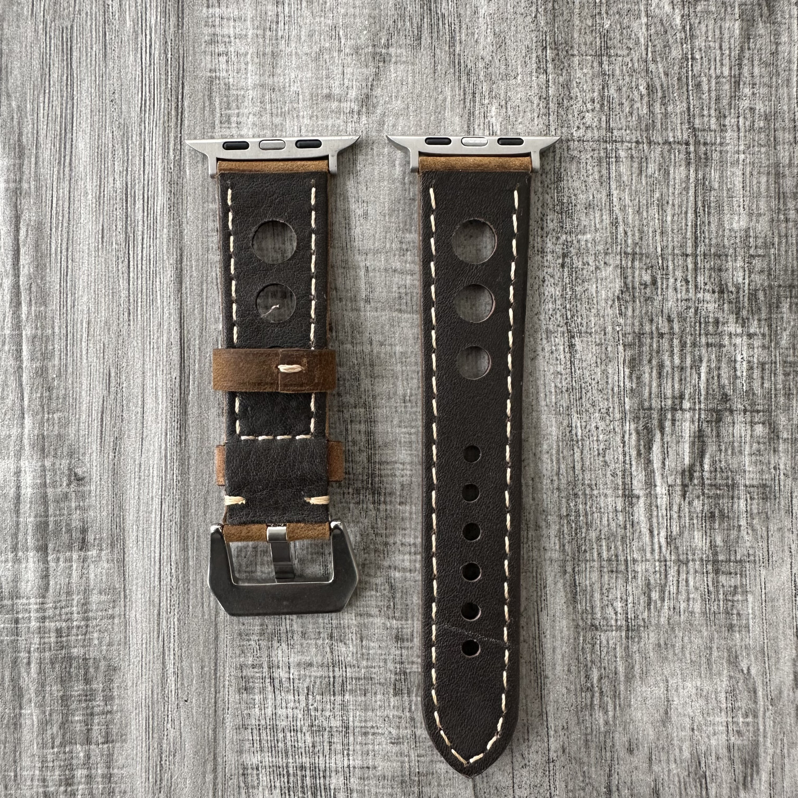 Leather Perforated Racing Rally Watch Strap Band For Apple Watch ULTRA 1 2 49mm