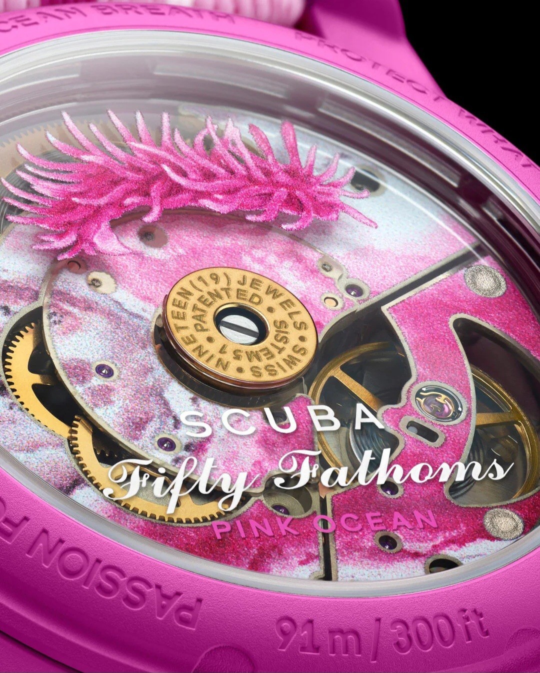 Swatch x Blancpain Bioceramic Scuba Fifty Fathoms Pink Ocean Watch BRAND NEW