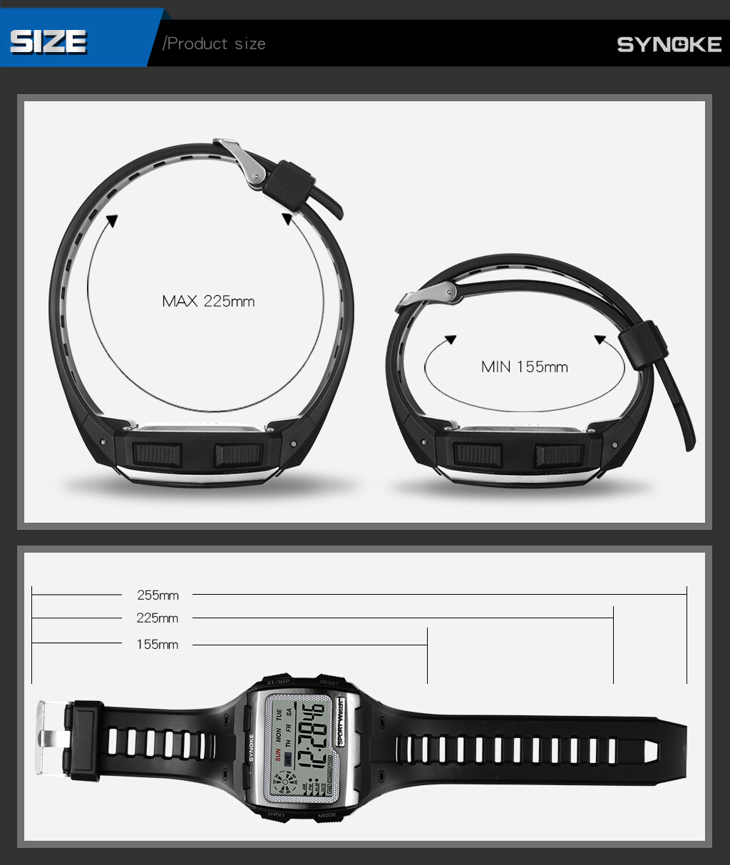 Men’s Digital Sports Watch LED Screen Large Face Military Waterproof Wristwatch