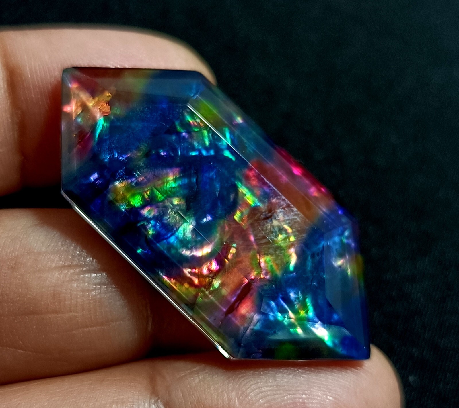 37.00 Ct Natural Ammolite Opal-Like Organic Doublet Loose EGL CERTIFIED GEMSTONE