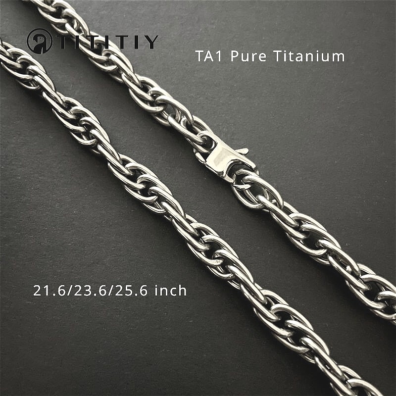 21.6/23.6/25.6 Inch Pure Titanium Twisted Necklace 7mm Anti Allergic Trend Item
