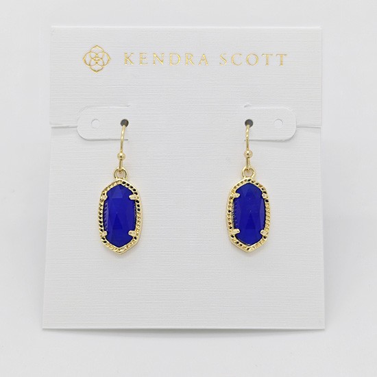 New Kendra Scott Lee Gold Drop Earrings In Blue Cobalt Cat’s Eye