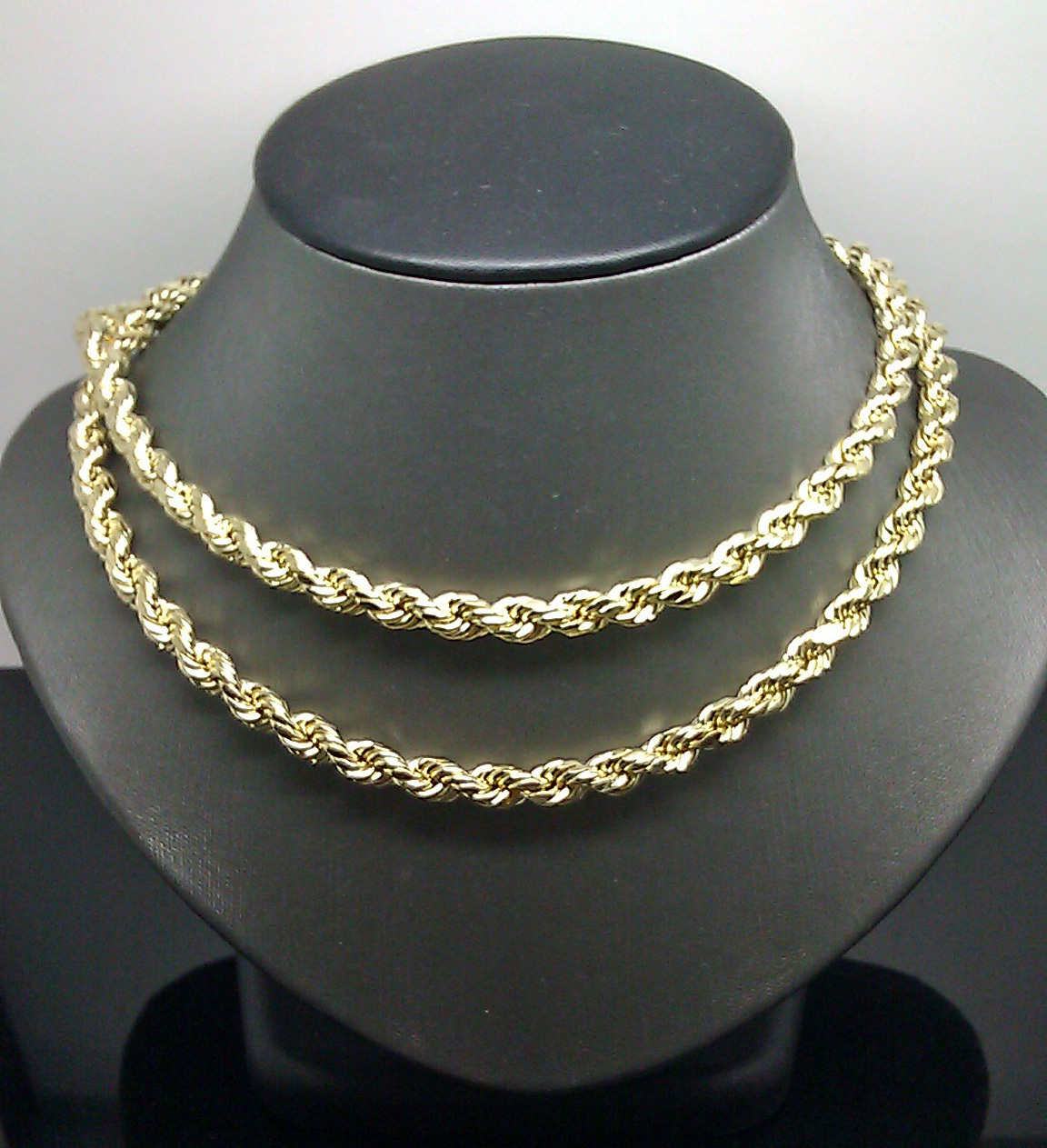 10k Gold Rope Chain 2mm-8mm Necklace 16-30 Inch men women Diamond cut Real Sale