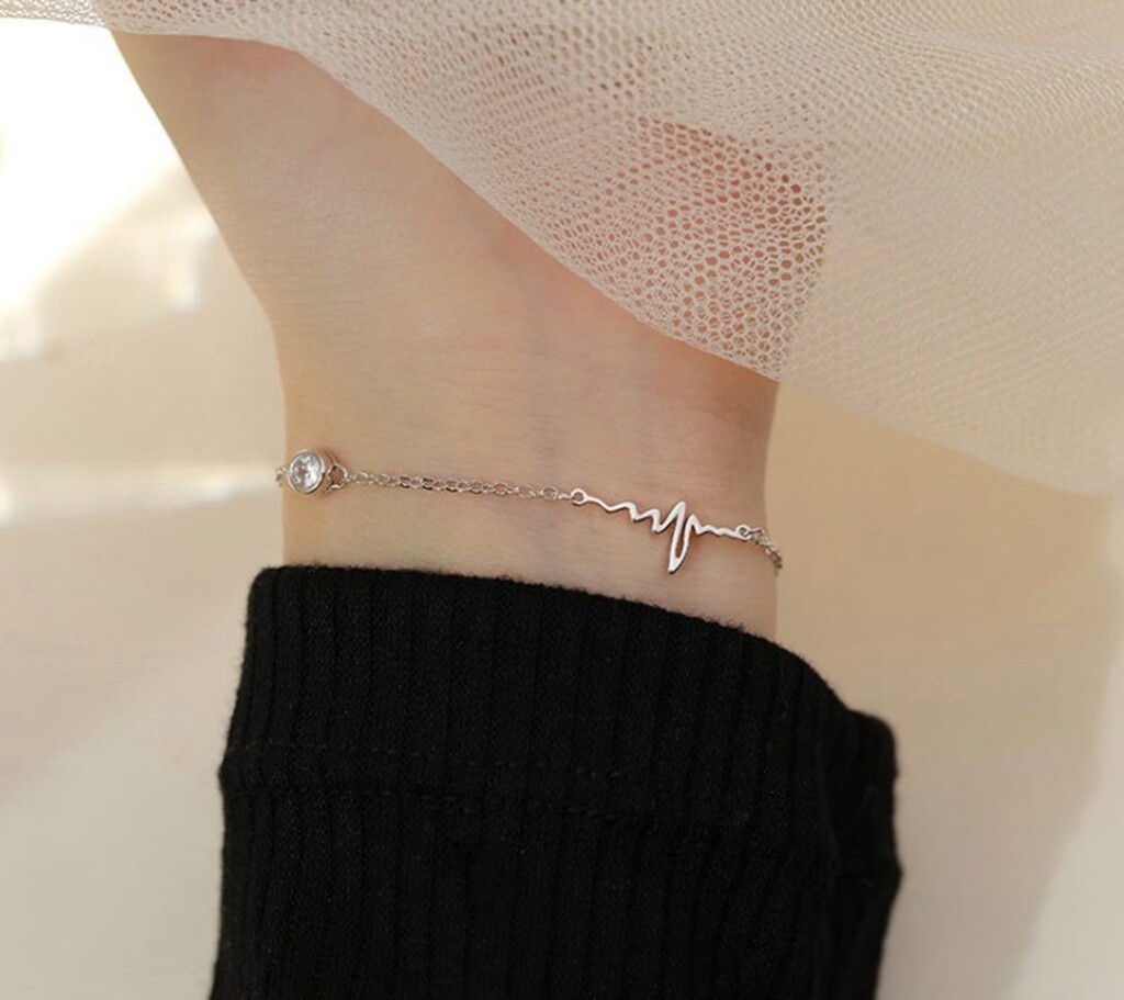 Women / Girl 925 Sterling Silver Fall in Love Heart Beat Chain Bracelet 6-7.2″