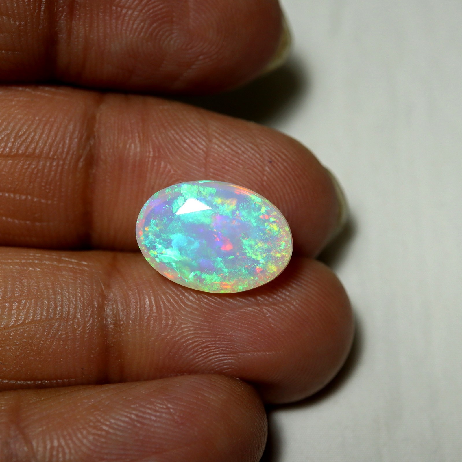 Natural AAAA Ethiopian Opal Oval Rainbow Fire 15.5×10.8MM Reversible Jewelry