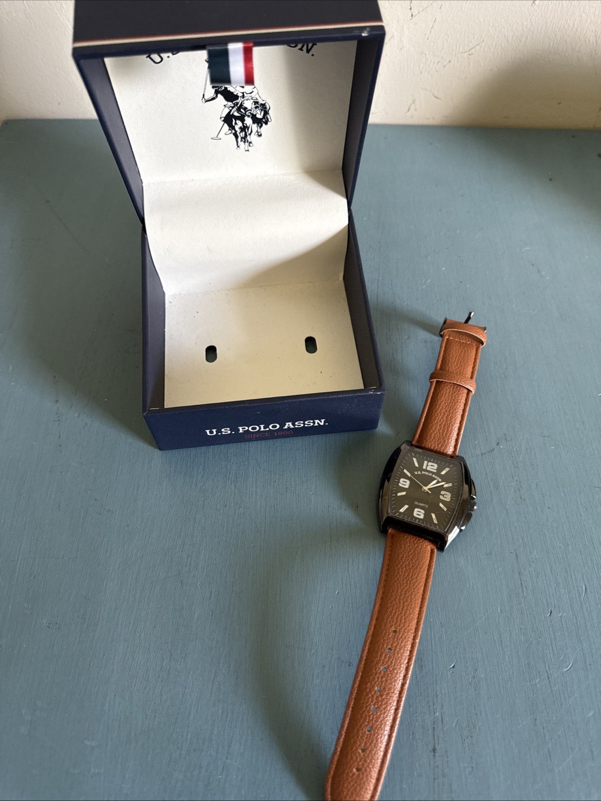 U.S. Polo Assn. Quartz SR626SW Stainless Steel Wrist Watch for Men Leather Band