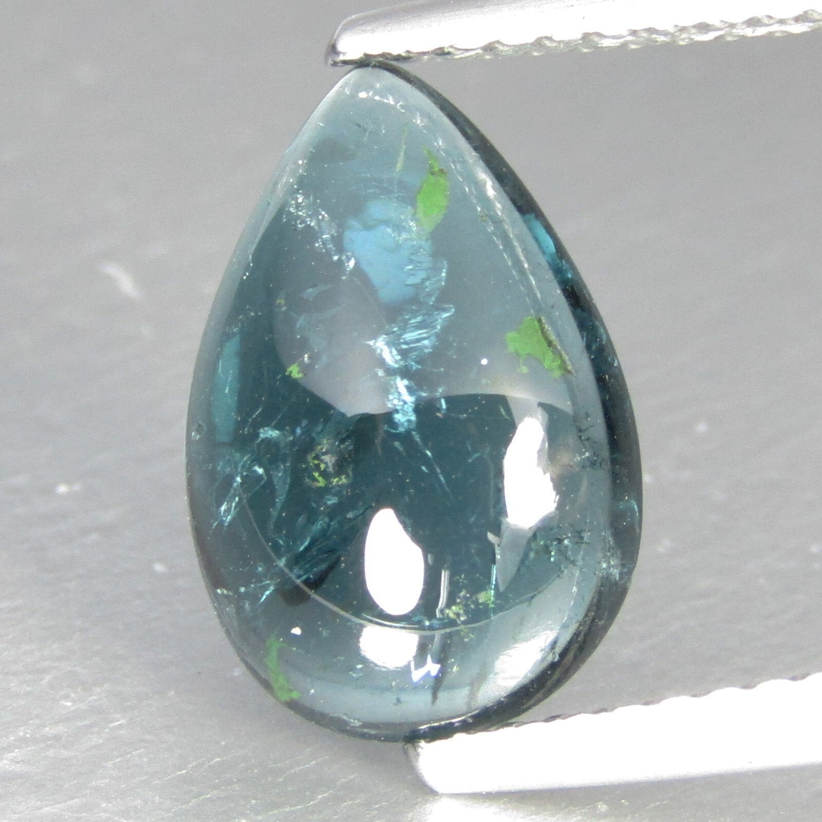 2.50Cts Shimmering Natural Blue Tourmaline Pear Cabochon Mozambique Gemstone