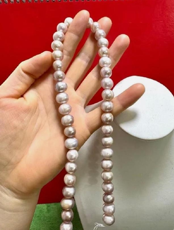 18″ NATURAL ROUND AAAA 10-11MM PURPLE SOUTH SEA PEARL NECKLACE 14KGOLD CLASP