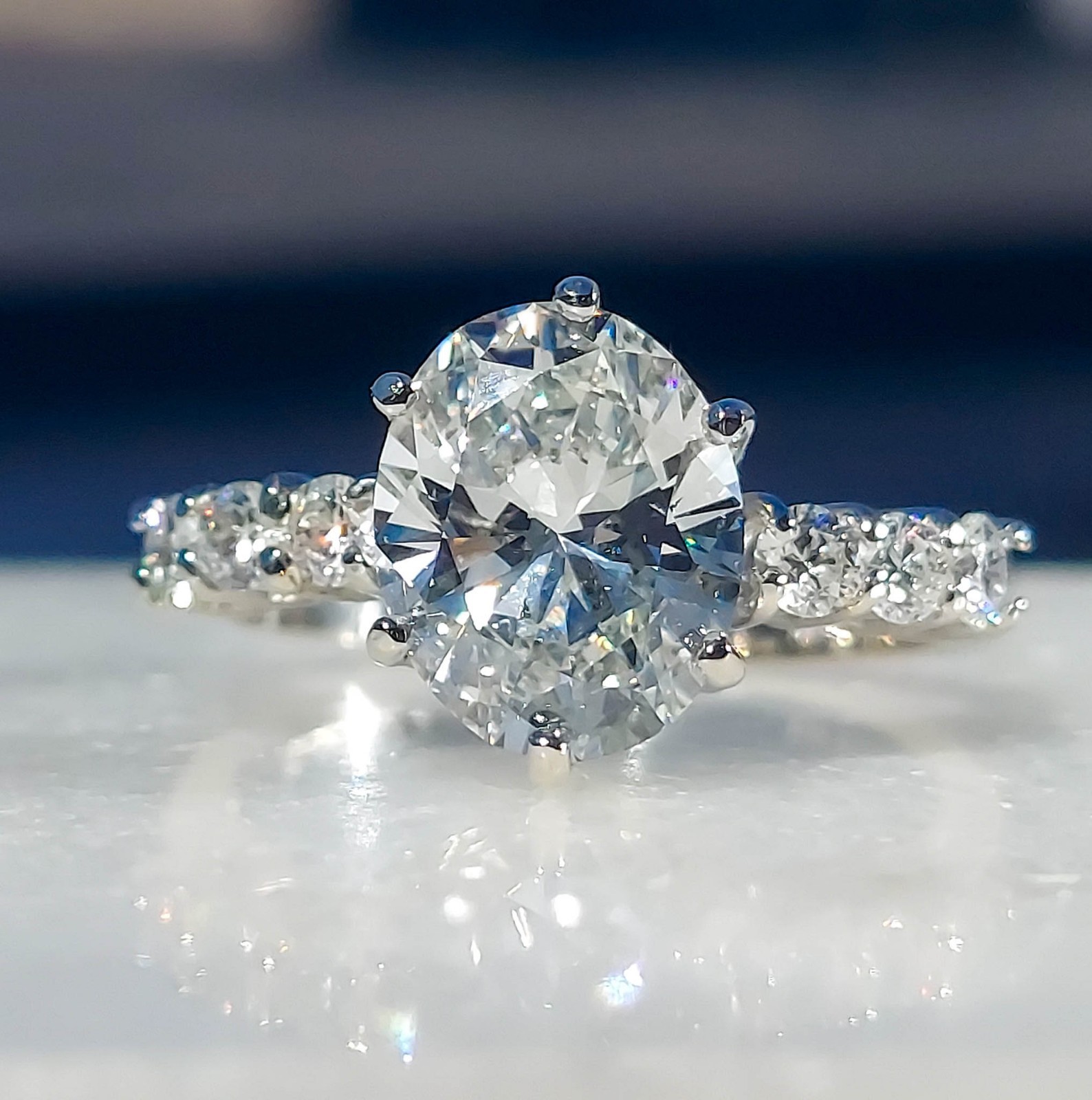 2.82 ctw certified diamond ring,10k gold ring size 6.75 , Oval cut diamond