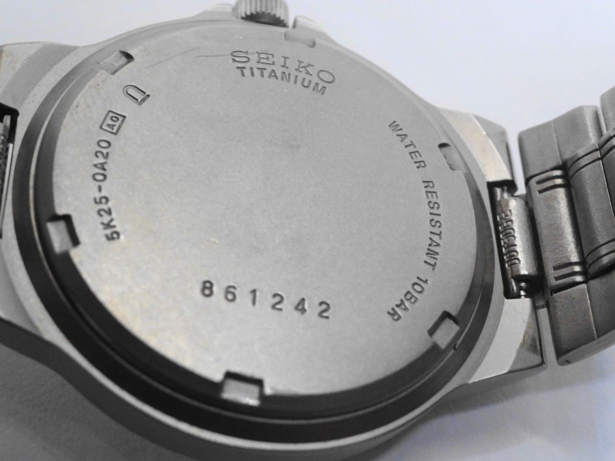 Rare Working SEIKO Titanium 5K25 0A20 Solar Wristwatch Y349 Seiko Backlight Tita