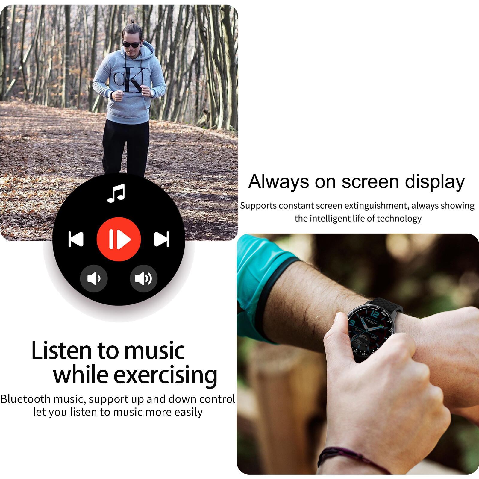Bluetooth Smart Watch Fitness Tracker Pedometer Sleep Monitor Men‘s Watches-*