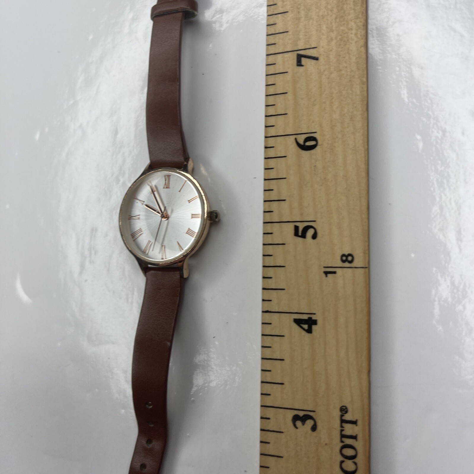 E FMD Rose Gold Brown Leather M500 Japan Watch Stainless Untested