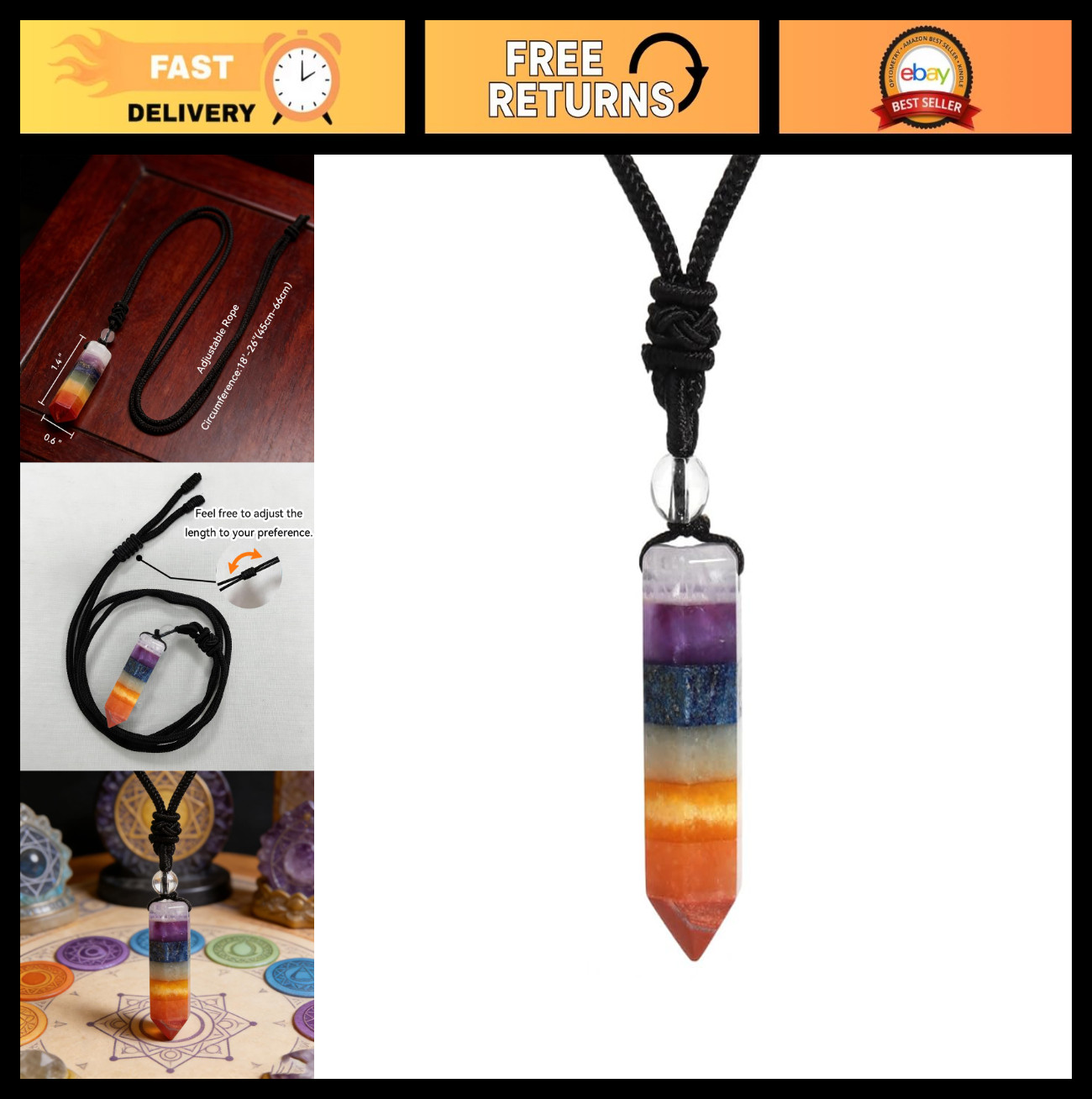 7 Chakra Healing Stones Necklace, Balance Energy Jewelry, Meaningful Gift for Al