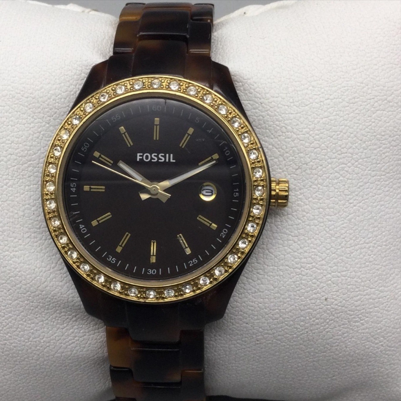 Fossil Stella Mini Womens Watch 31mm Fauxl Tortoise Crystals New Battery 6″