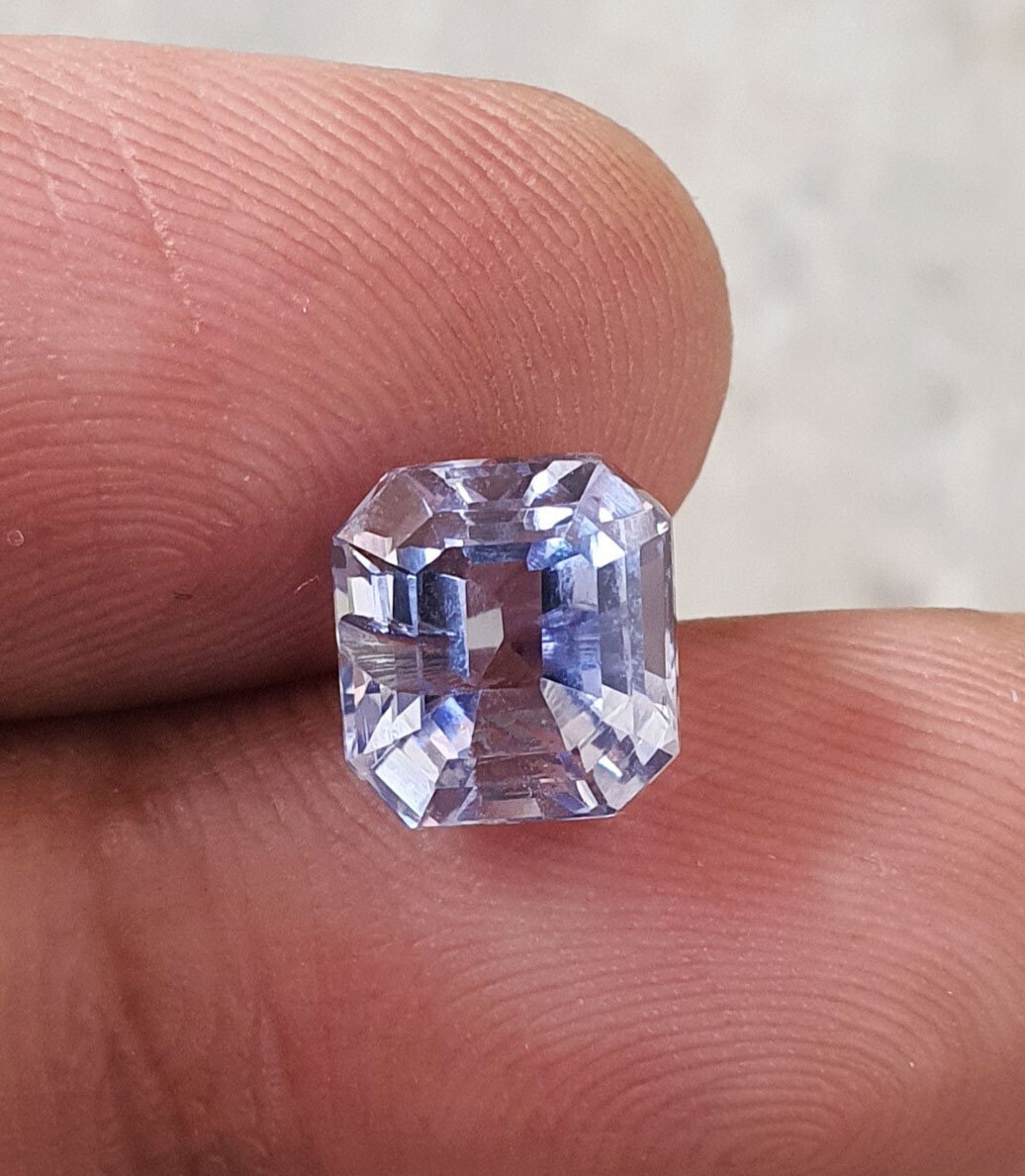 3.96Ct Flawless Octagon Cut Ceylon Cornflower Light Blue Sapphire Lab Grown Gems