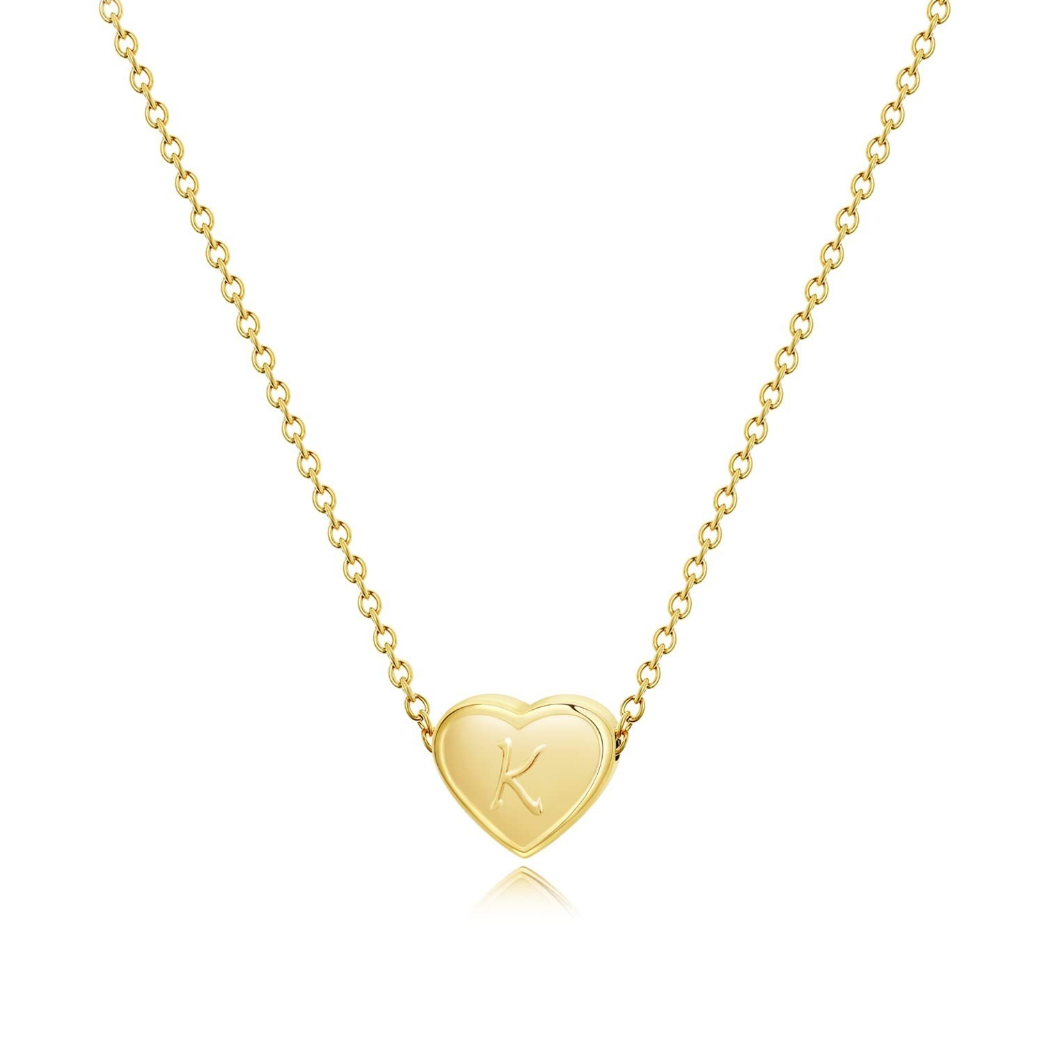 18k Gold Plated Heart Pendant Initial Necklace for Women Girls