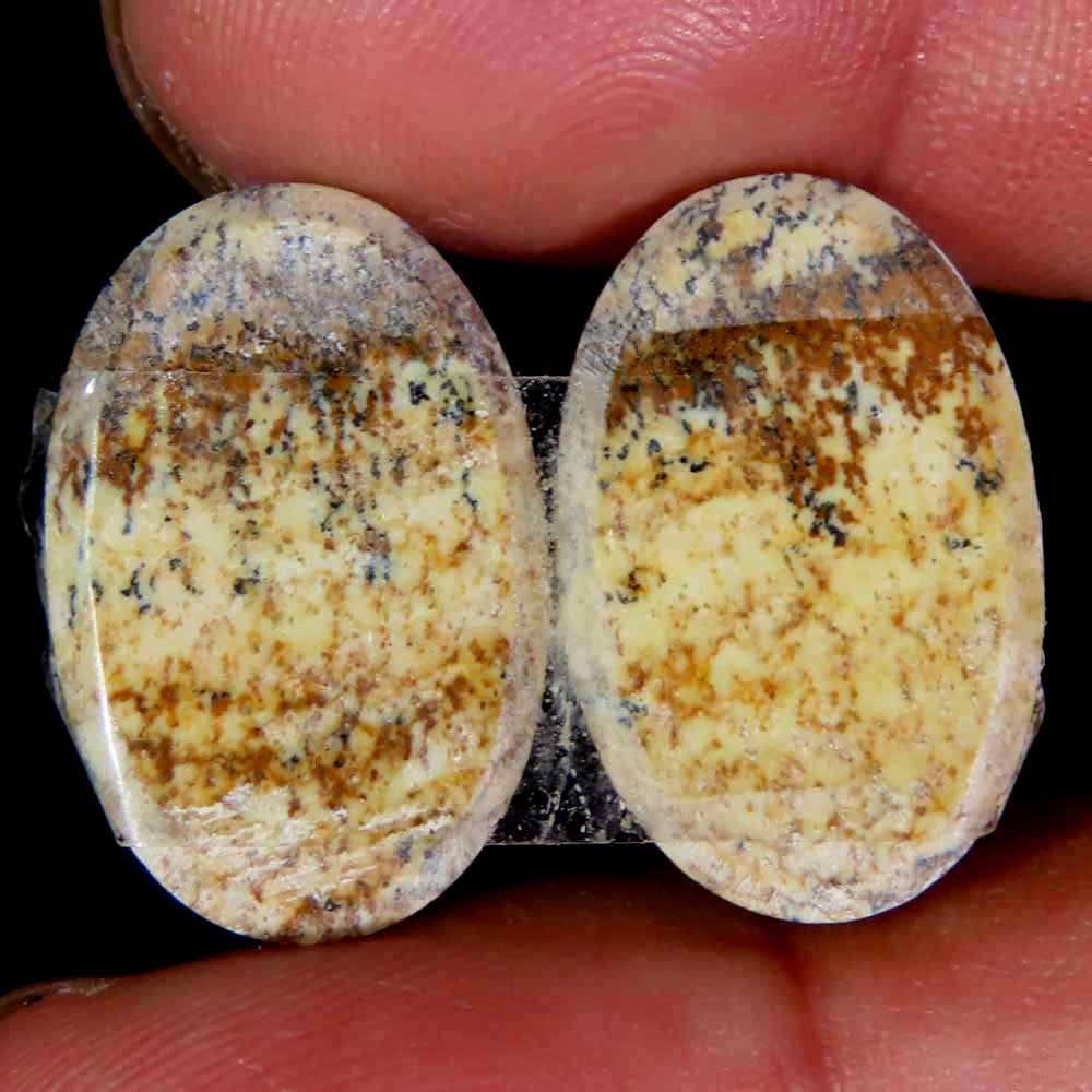 23.55Cts.100% Natural Designer Picture Jasper Oval 13x20x5mm cab Pair Gemstone