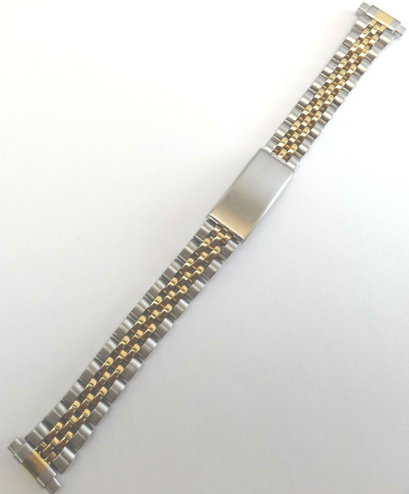 New Womens Speidel Stainless Steel 10-13mm 2 Tone Watch Band 6 1/4″ Long Trifold