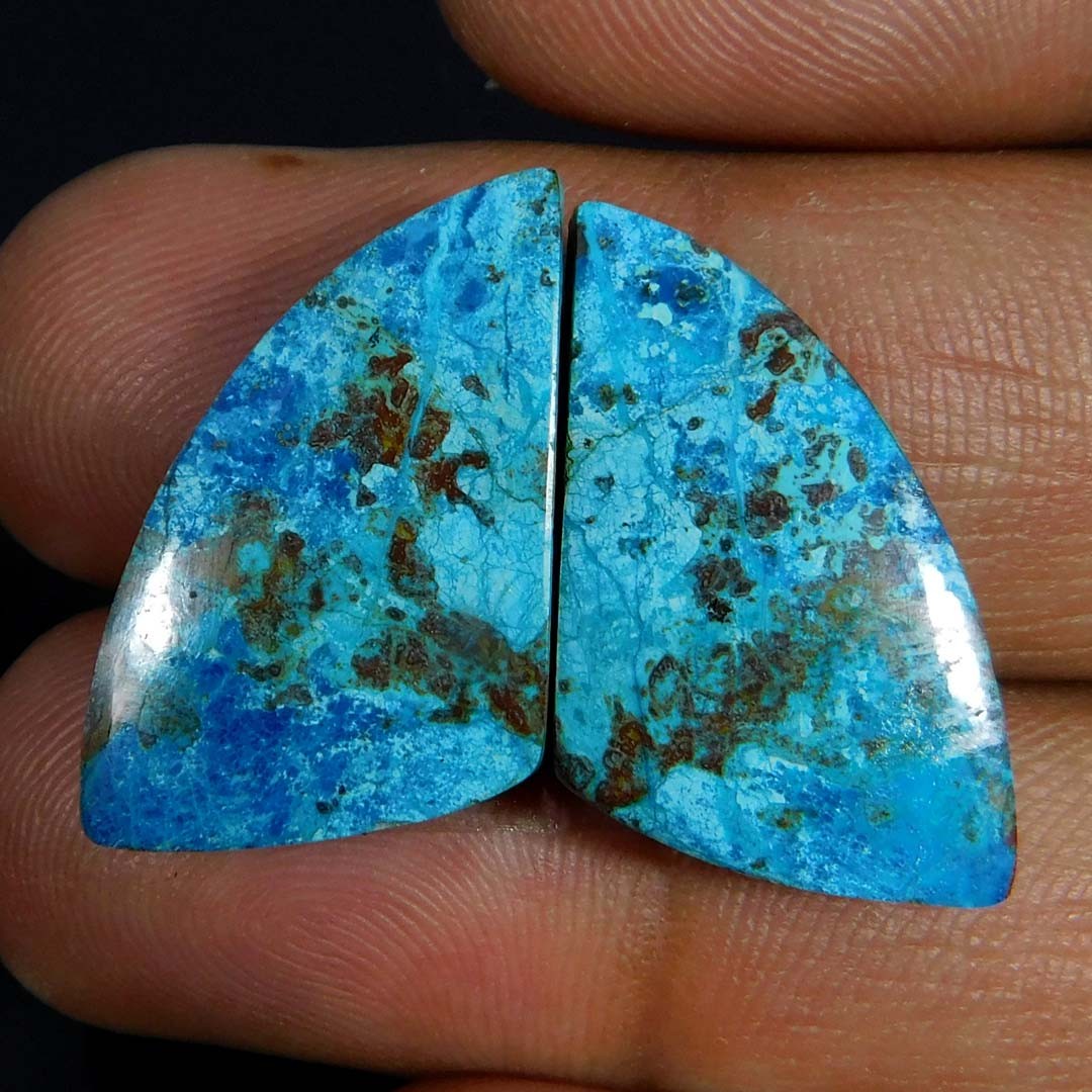 20.50Cts. Natural Gorgeous Blue Azurite Pair Fancy Cabochon Loose Gemstone