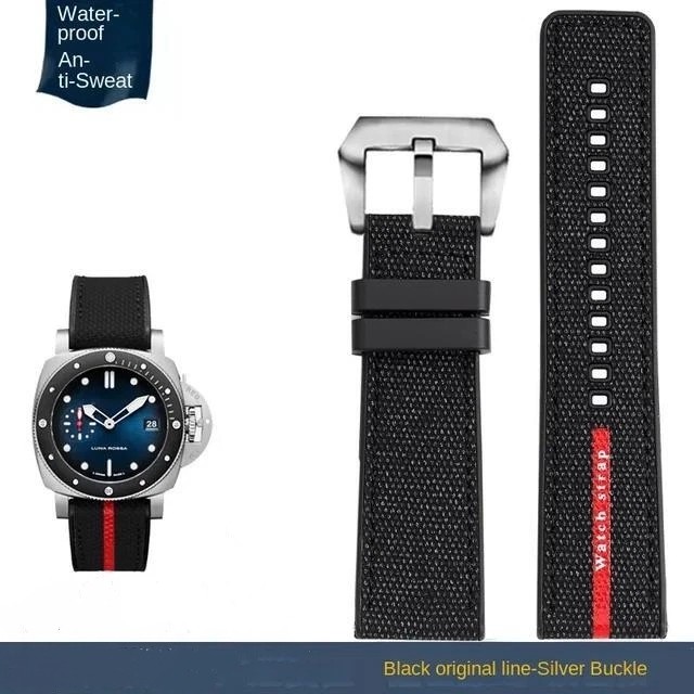 Nylon Rubber Watchband 24mm For Panerai PAM01391 PAM01565/1404 Luna Rossa Series