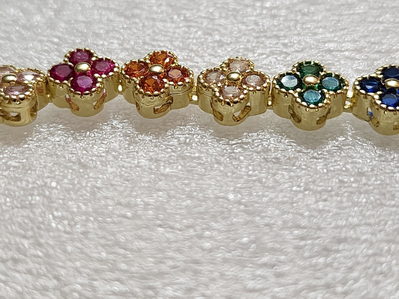 Clover Multi-Color Faux Gemstones Exclusive Gold Bracelet for all Ages