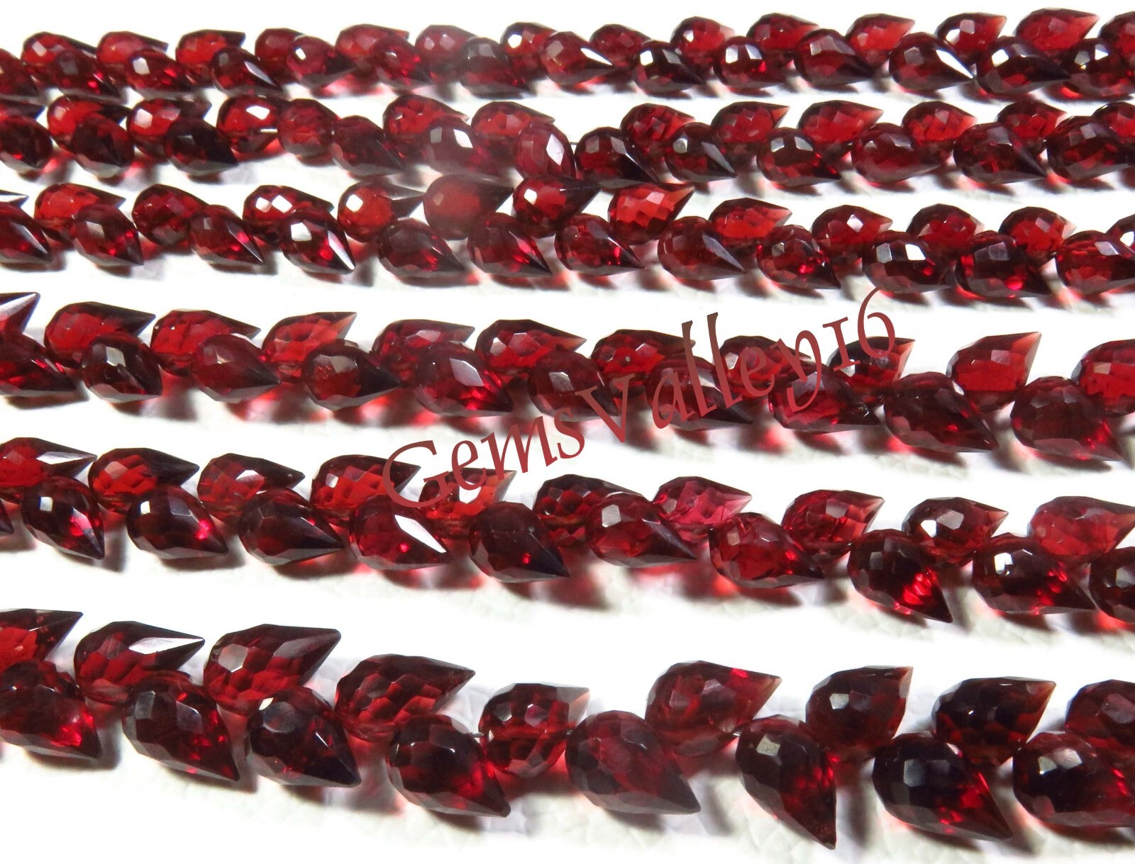 Top Grade Natural Red Mozambique Garnet Faceted Teardrop Beads 7.5-8.5mm GV-2628