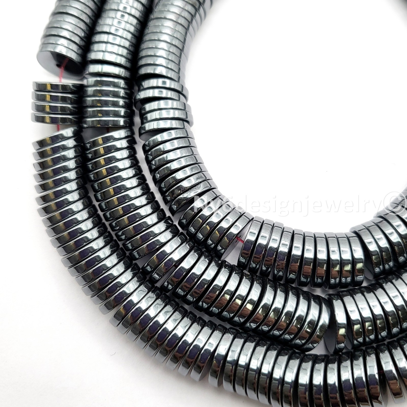 Black Hematite Heishi Beads Flat Rondelle Gemstone Strand 12x2mm 15”
