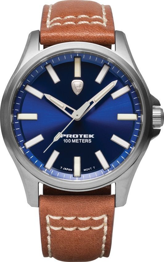 ProTek USMC Field Watch 3100 Series Titanium Case Leather Strap Quartz Movement