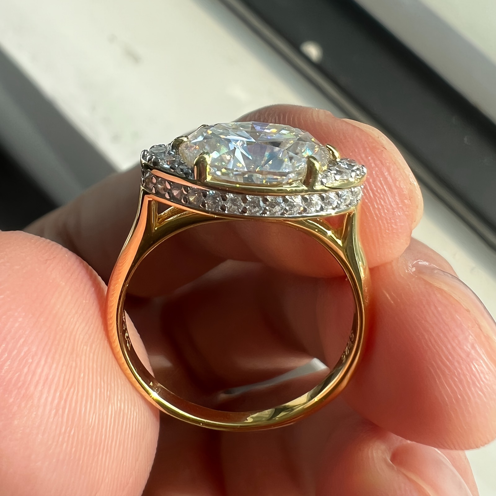 Oval Moissanite Ring 3ct S925 Sterling Silver Size 6 7 8 9