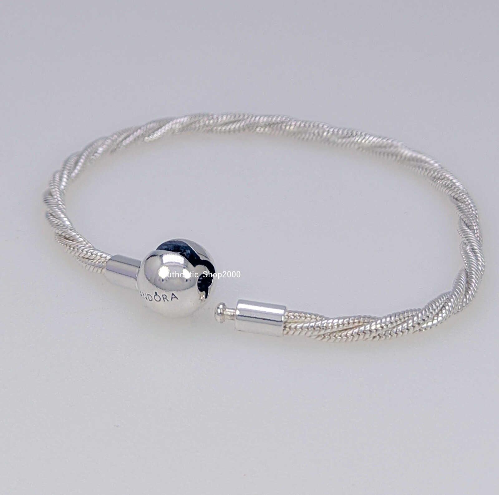 NEW 100% Genuine 925 Round PANDORA Clasp Twisted Snake Chain Bracelet 593757C00