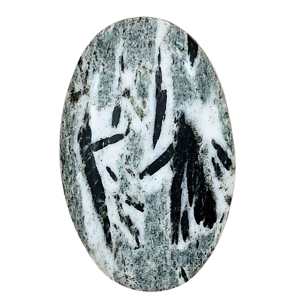 Natural Hornblende 35.18×22.45×5.8 mm Oval Shape Polished Gemstone LS03333-54