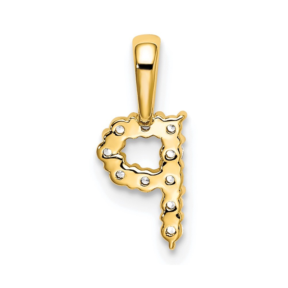 0.11Ct Lab Grown Diamond Letter P Initial Pendant 14K Yellow Gold (VS/SI, GH)