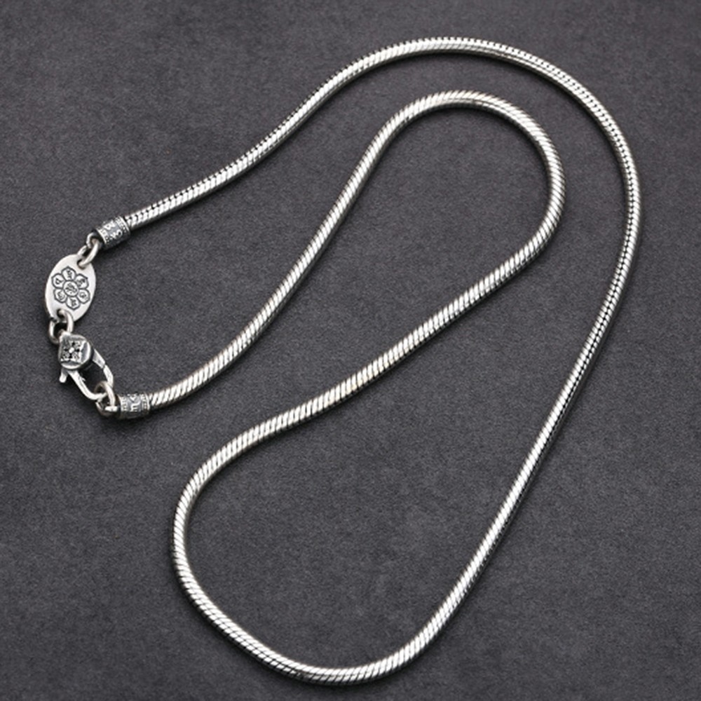 Pure S925 Sterling Silver Necklace Men 3mm Snake Link Chain 34-35g 21.6inch