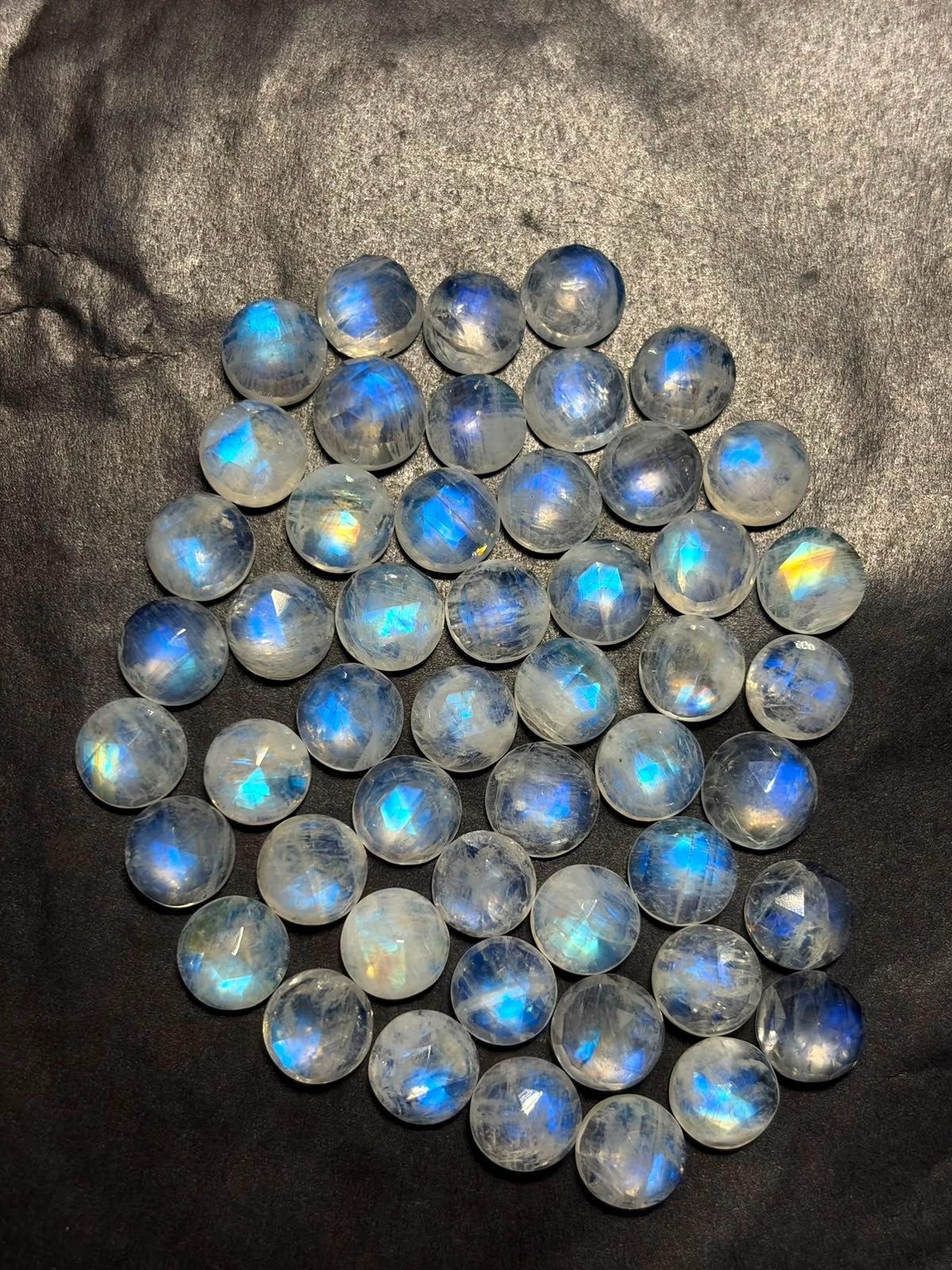 Rainbow Moonstone A One Quality 7 mm Natural Moonstone Rose Cut Loose Gemstone