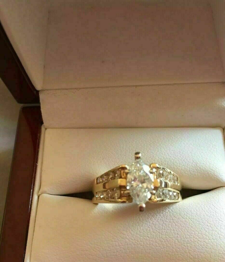 2Ct Marquise Cut Lab Created Diamond Engagement Ring 14k Yellow Gold Finish