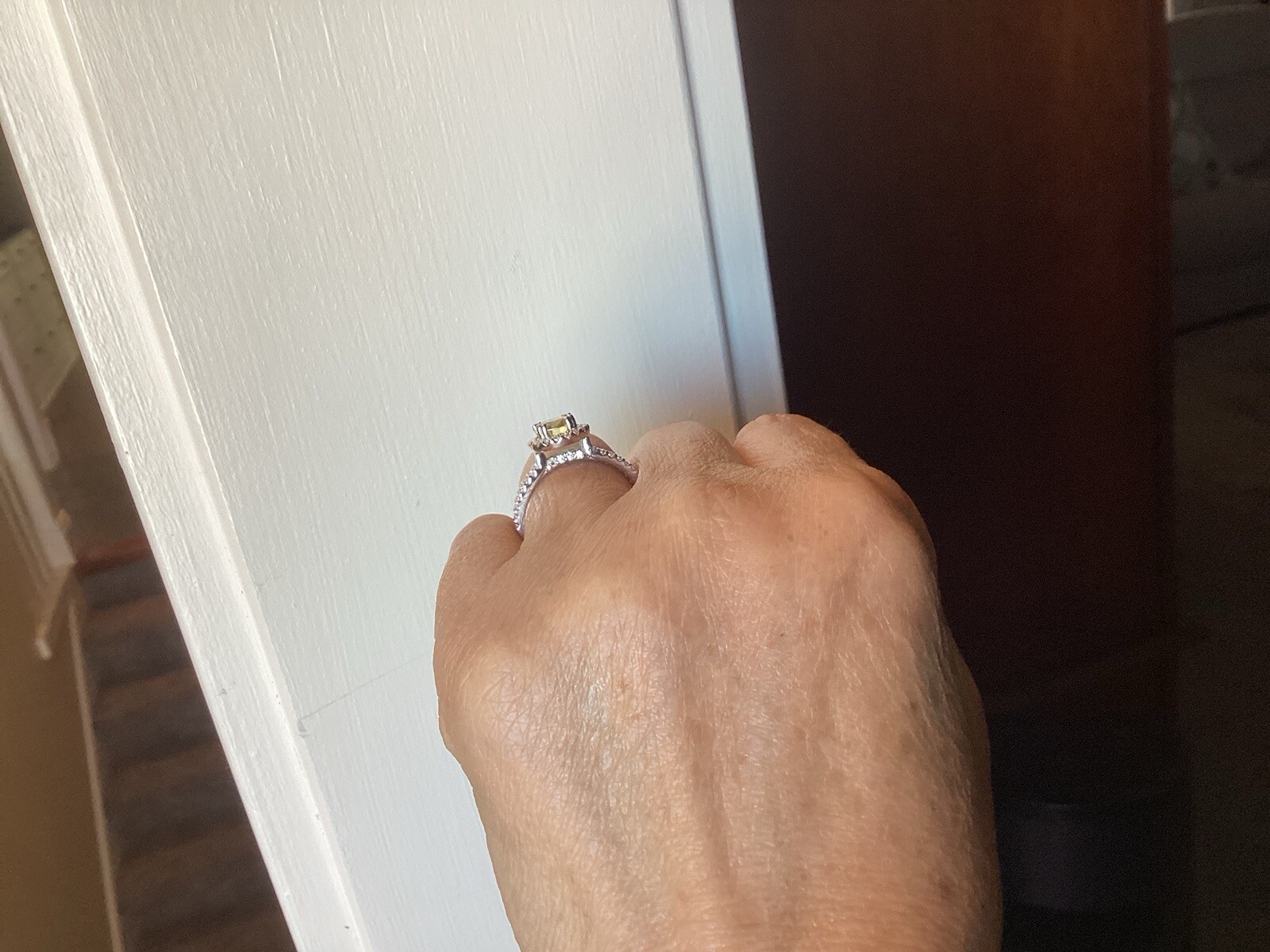 1ct Fancy Vivid Yellow Moissanite Halo Set Engagement Ring