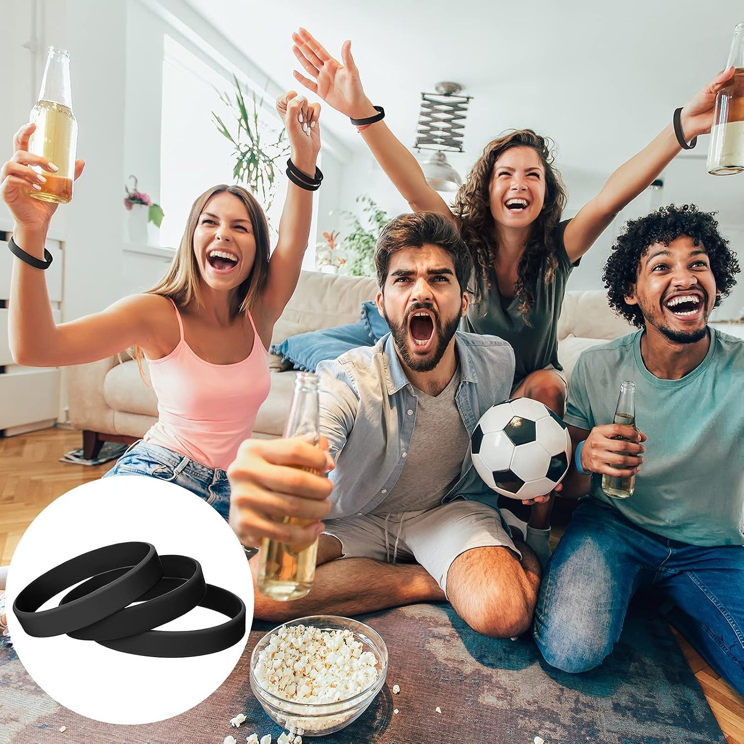 12 Solid Color Silicone Bracelets – Customizable Black Wristbands for All Ages